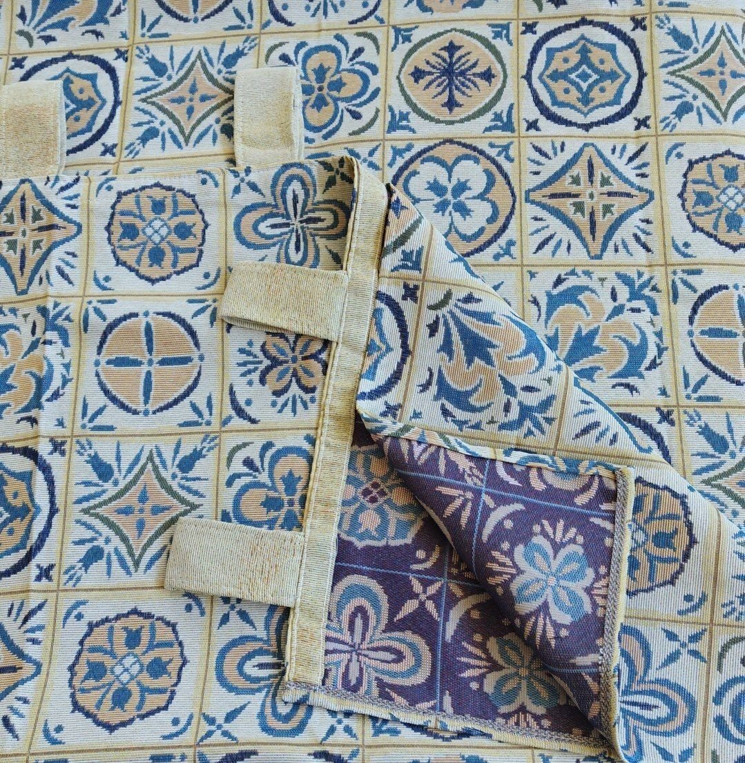 Cortina de calle Jardín Terrazo Azul 140×260 cm | Jacquard - Imagen 2