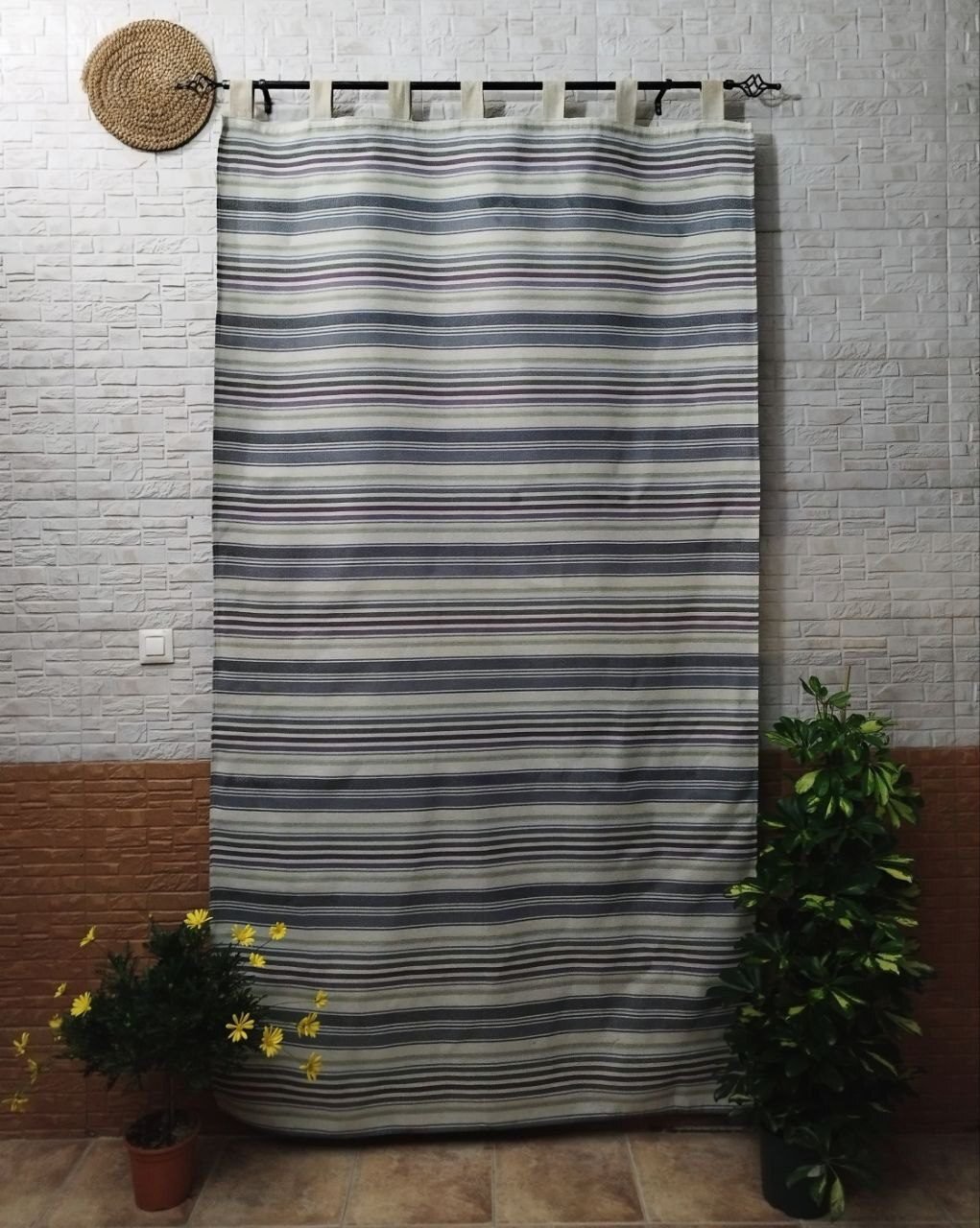 Cortina de calle Rayas Grises 140×260 cm en Jacquard