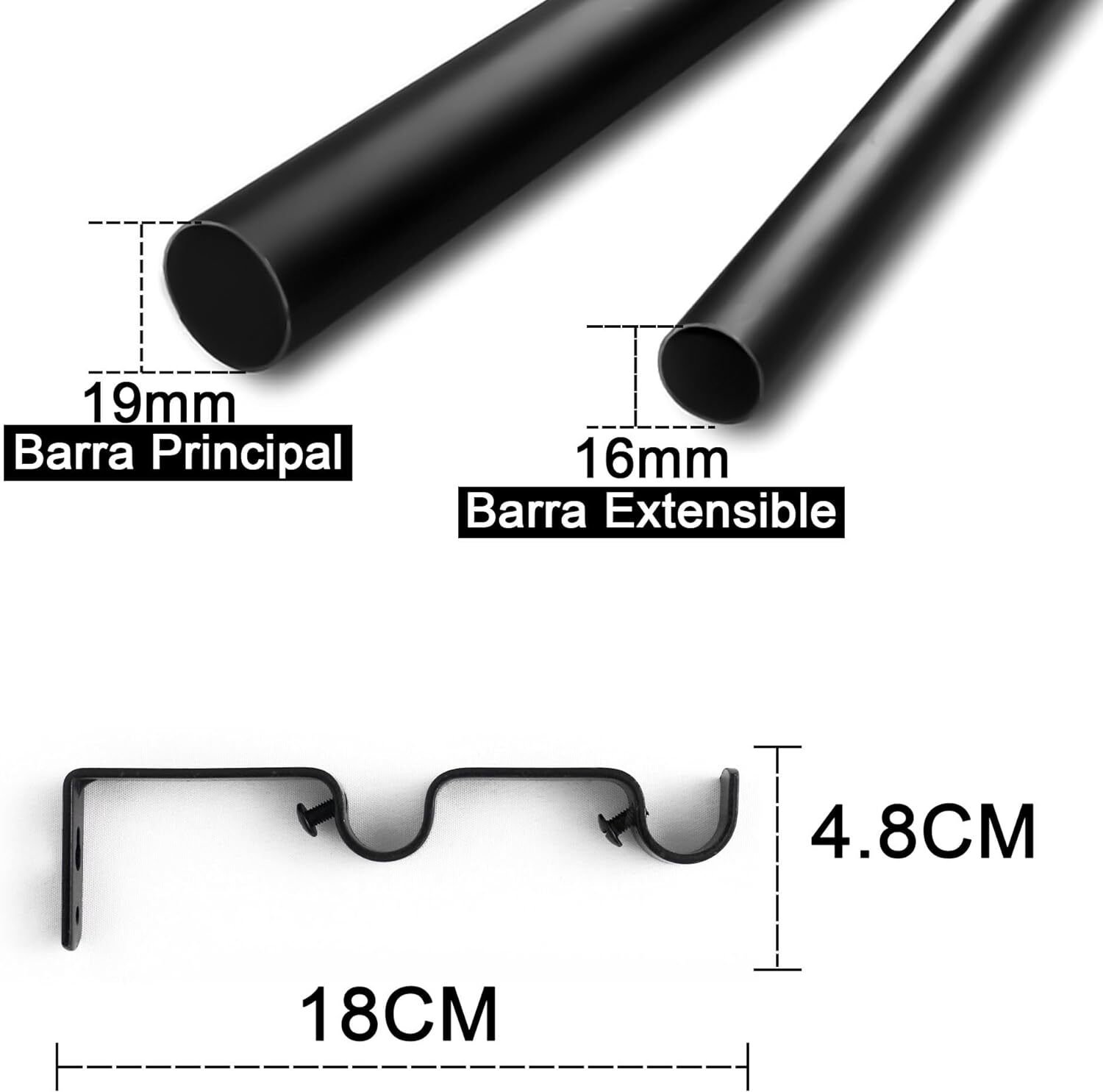 Barras de Cortina Dobles Negras: Durabilidad y Diseño - Imagen 2