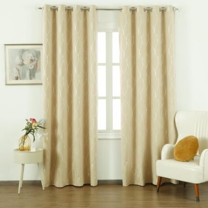Cortinas Semiopacas Modernas Crema con Estampado de Rombo 140x240cm - Perfectas para Dormitorio y Sala de Estar