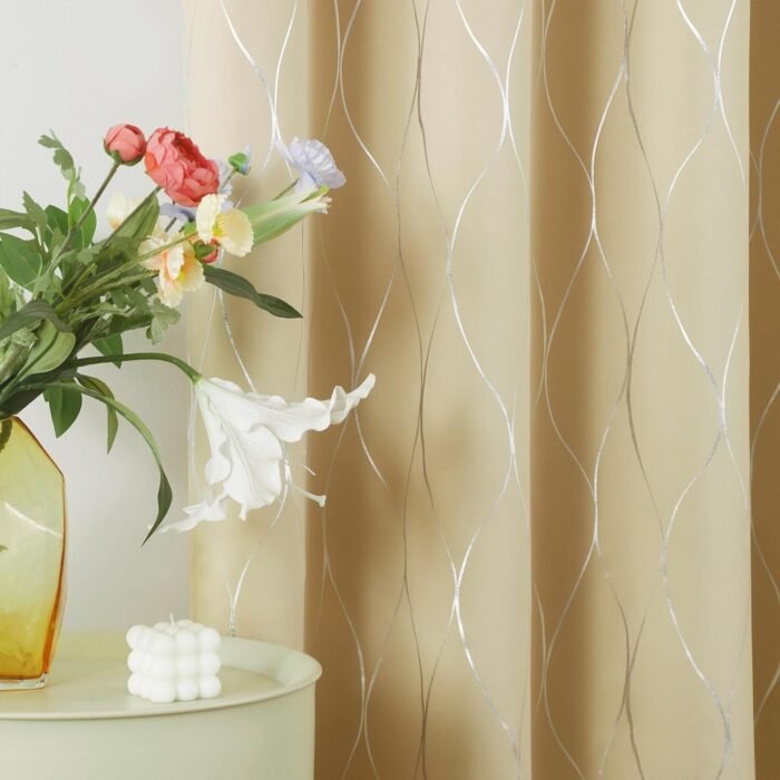 Cortinas Semiopacas Modernas Crema con Estampado de Rombo 140x240cm - Perfectas para Dormitorio y Sala de Estar - Imagen 5