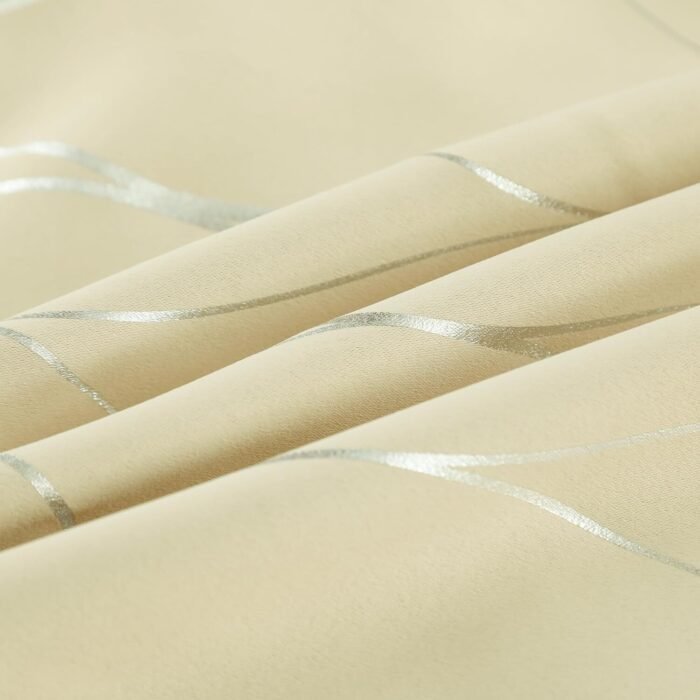 Cortinas Semiopacas Modernas Crema con Estampado de Rombo 140x240cm - Perfectas para Dormitorio y Sala de Estar - Imagen 6