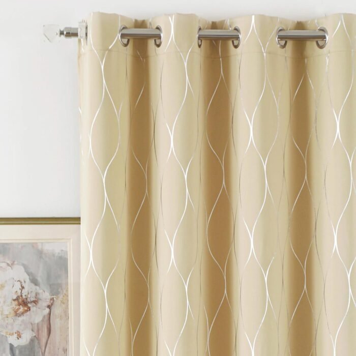 Cortinas Semiopacas Modernas Crema con Estampado de Rombo 140x240cm - Perfectas para Dormitorio y Sala de Estar - Imagen 2