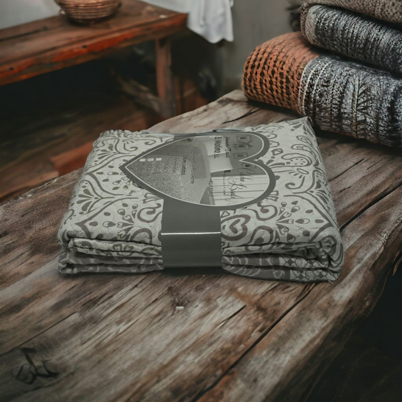 Colcha de Verano económica, Cubrecama Reversible Sin Cojines. Cubre sofá Colección El Molino LT-2 Galicia. - Imagen 9