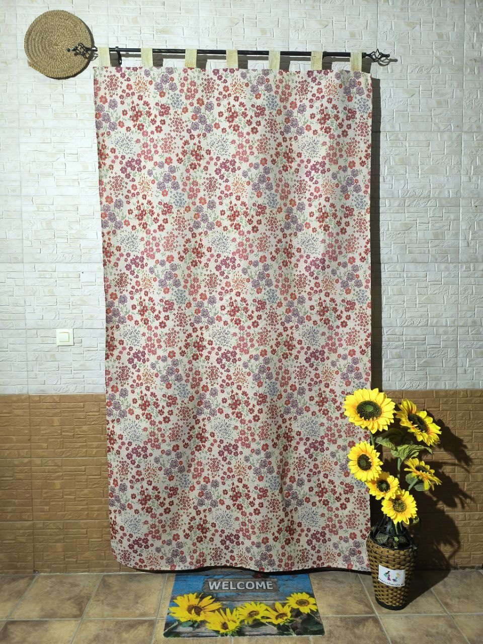 Cortina de calle Ramos de Flores Rojas 140×260 cm en Jacquard