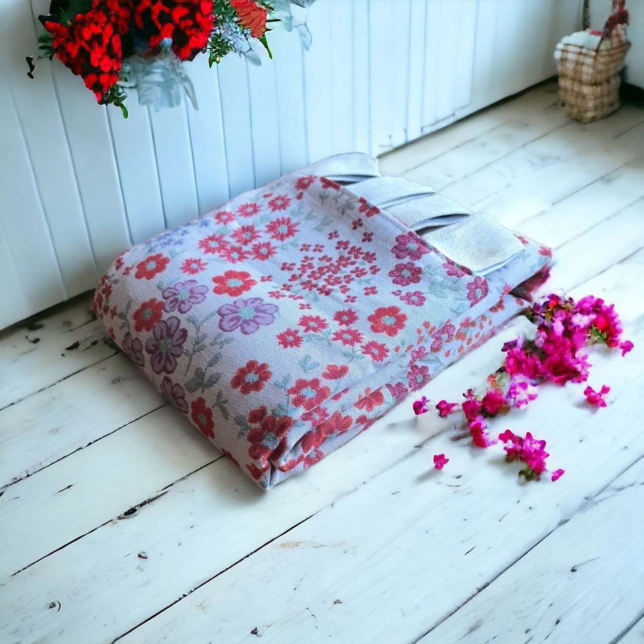 Cortina de calle Ramos de Flores Rojas 140×260 cm | Jacquard - Imagen 4