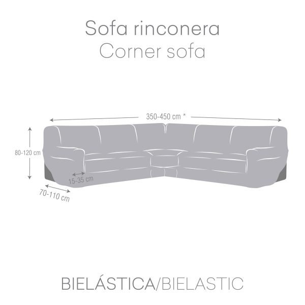 Funda Rinconera para Sofá Eysa Jaz . Medidas: 110 x 120 x 450 cm. Tejido elástico de poliéster y elastano, color Marrón. - Imagen 3