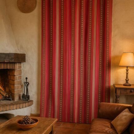 Cortina de calle Rayas Rojas 140×260 cm en tejido Jacquard