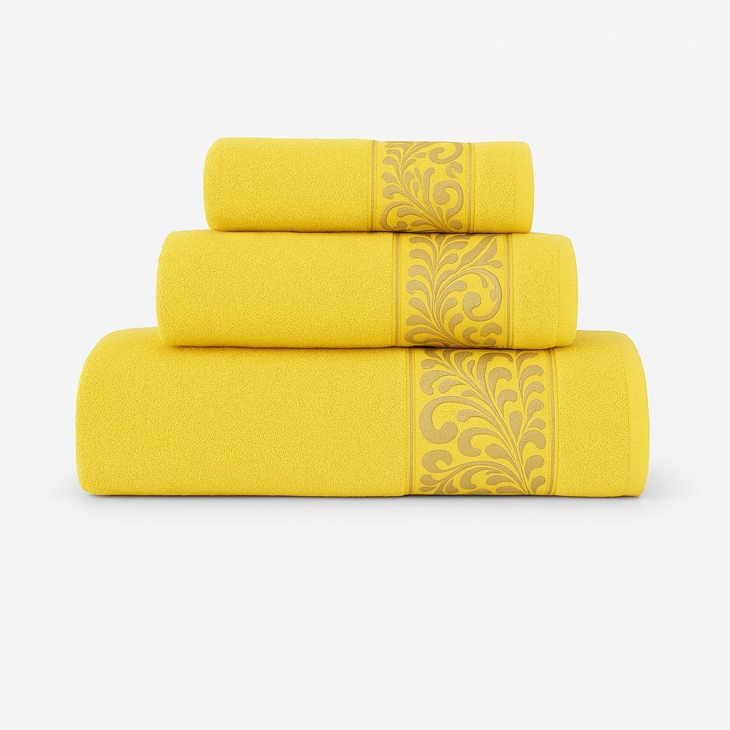 Juego de Toallas 3 Piezas de Lujo, 100% Algodón Portugués | 500 g/m, Oro en Amarillo. - Imagen 3