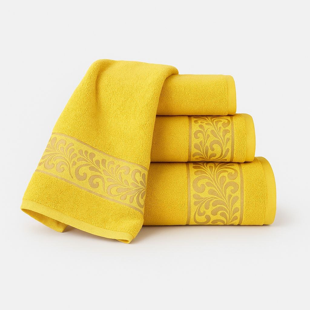 Juego de Toallas 3 Piezas de Lujo, 100% Algodón Portugués | 500 g/m, Oro en Amarillo. - Imagen 4