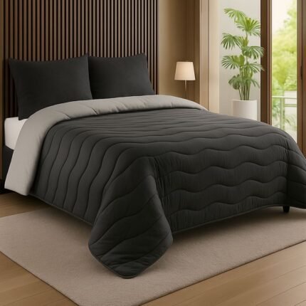 Edredón Nórdico Reversible 300 g/m² Gris Claro , Gris Oscuro, Relleno Microfibra