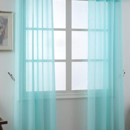 Cortinas translúcidas en Agua, para salón o dormitorio de 140x260 cm con visillo liso y gasa fina