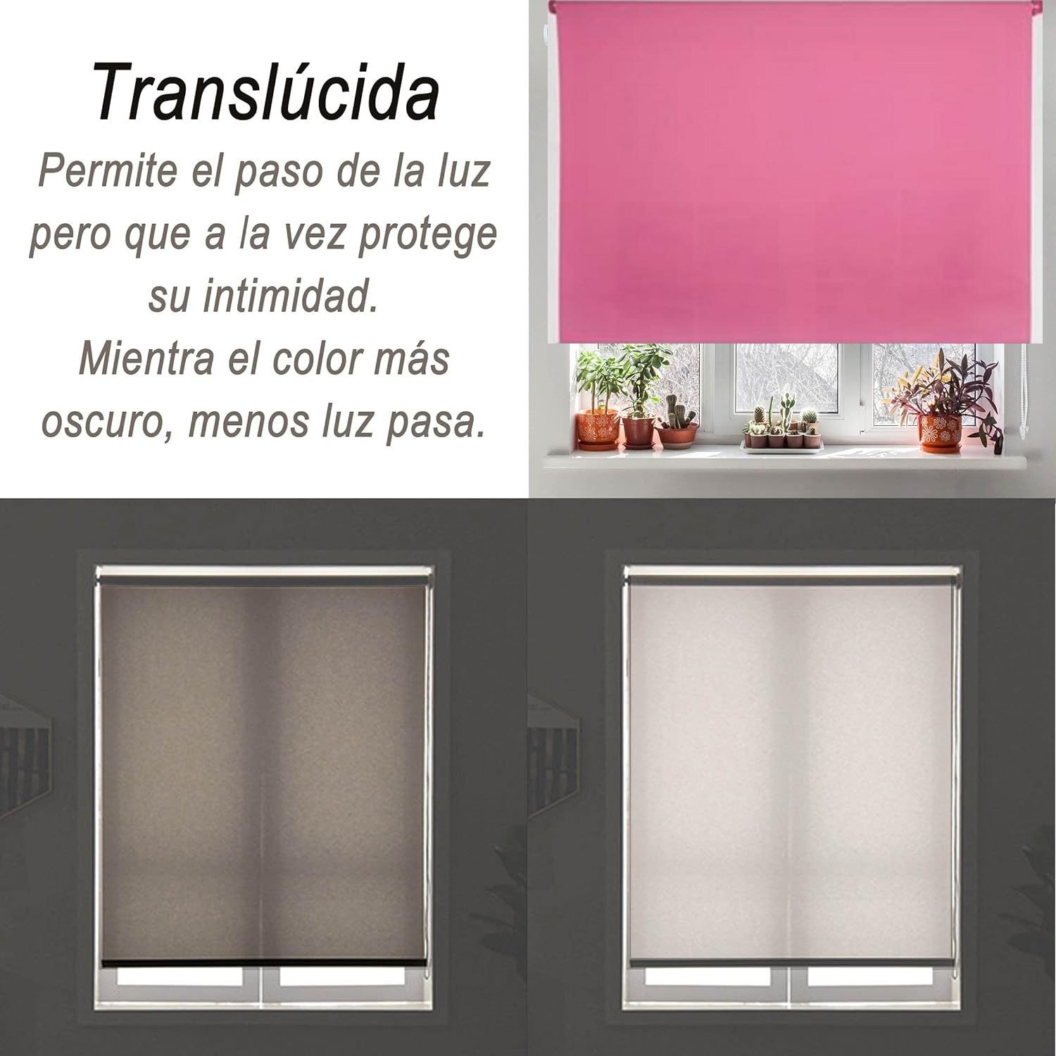 Estor Enrollable Semi Opaco en Fucsia para Todo Uso - Imagen 2