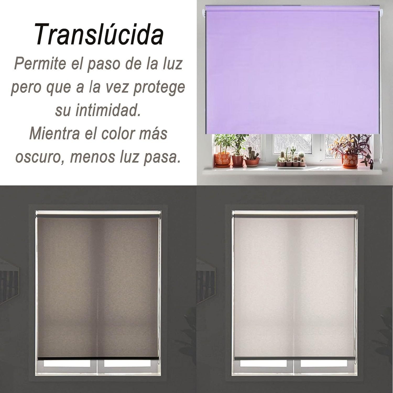 Estor Enrollable Gris claro Semi Opaco Alto 200cm: Perfecto para Salas y Baños - Imagen 3