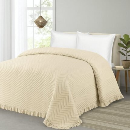 Colcha Bouti  Lavada Lisa de Microfibra en Beis Suave, Ligera y Elegante para Verano
