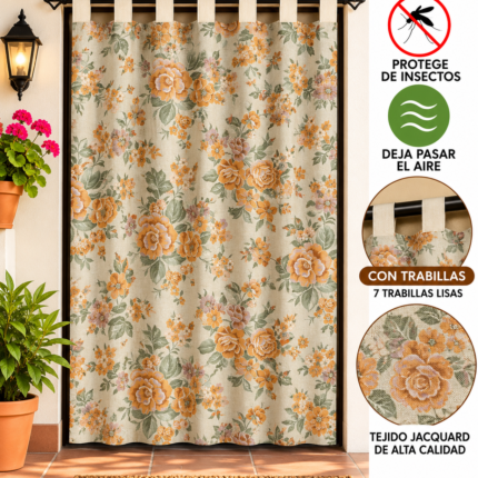 Cortina de calle Flor Salvaje Amarilla 140x260 cm tejido jacquard