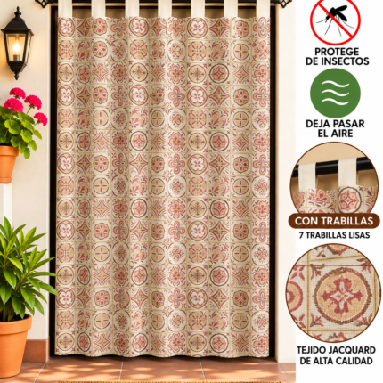 Cortina de calle Terrazo Naranja 140x260 cm tejido jacquard