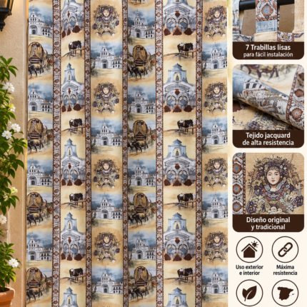 Cortina Virgen del Rocío 140x260 cm jacquard con 7 trabillas