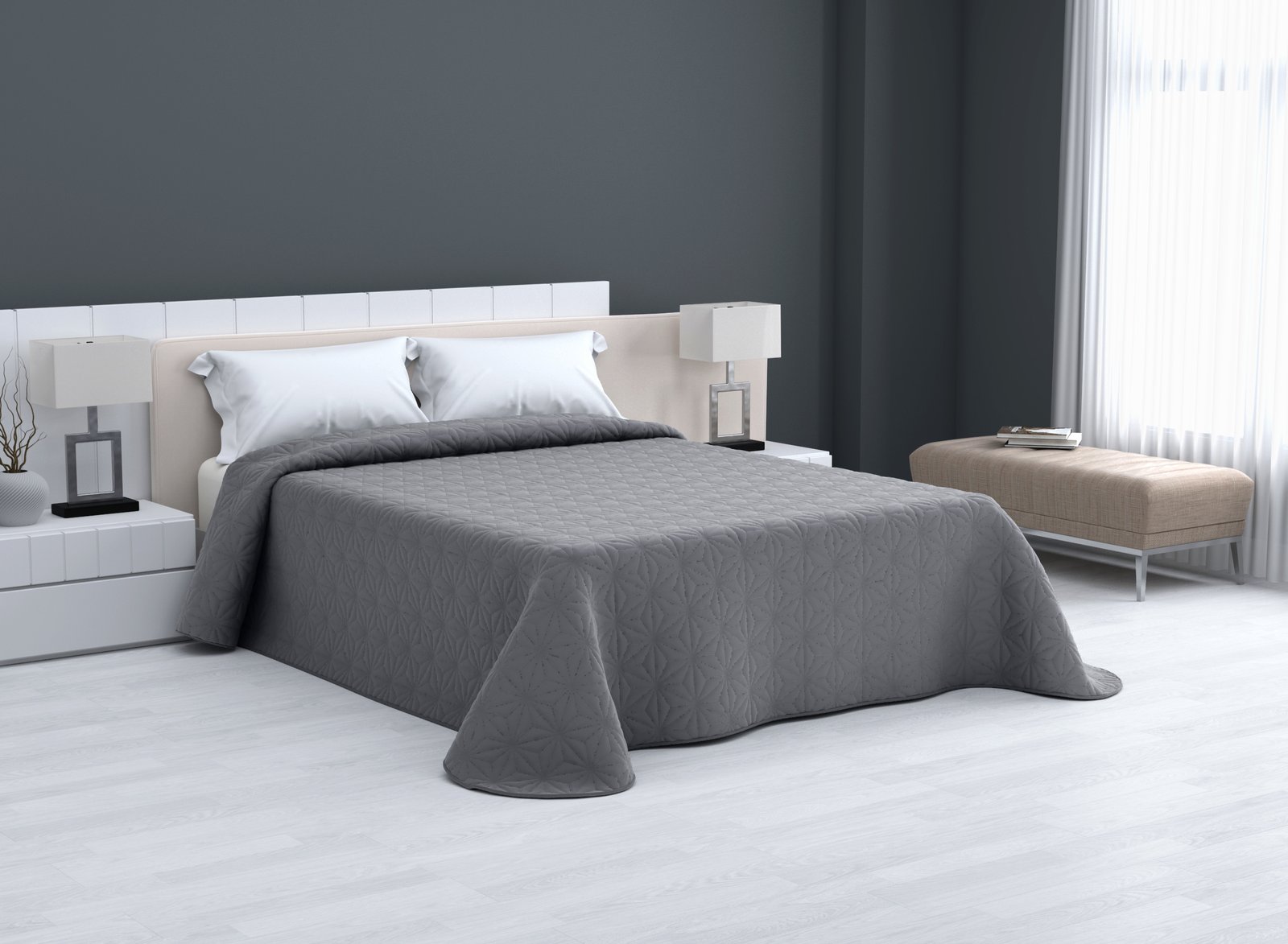 Colcha reversible de verano gris
