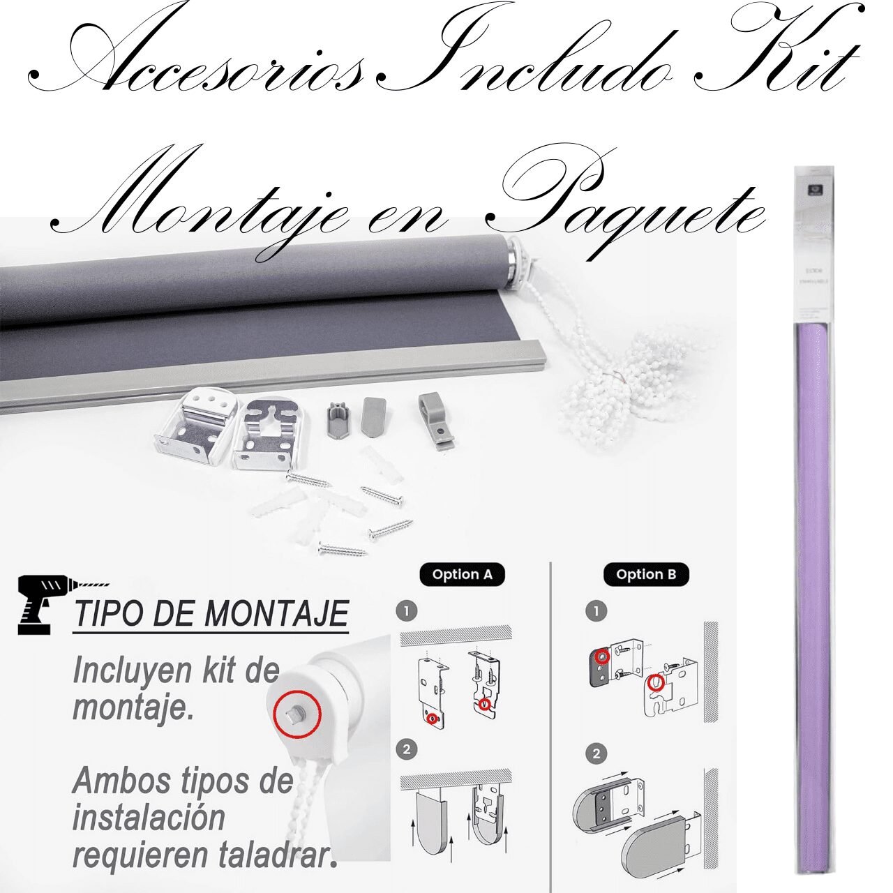 Estor Enrollable Gris claro Semi Opaco Alto 200cm: Perfecto para Salas y Baños - Imagen 7