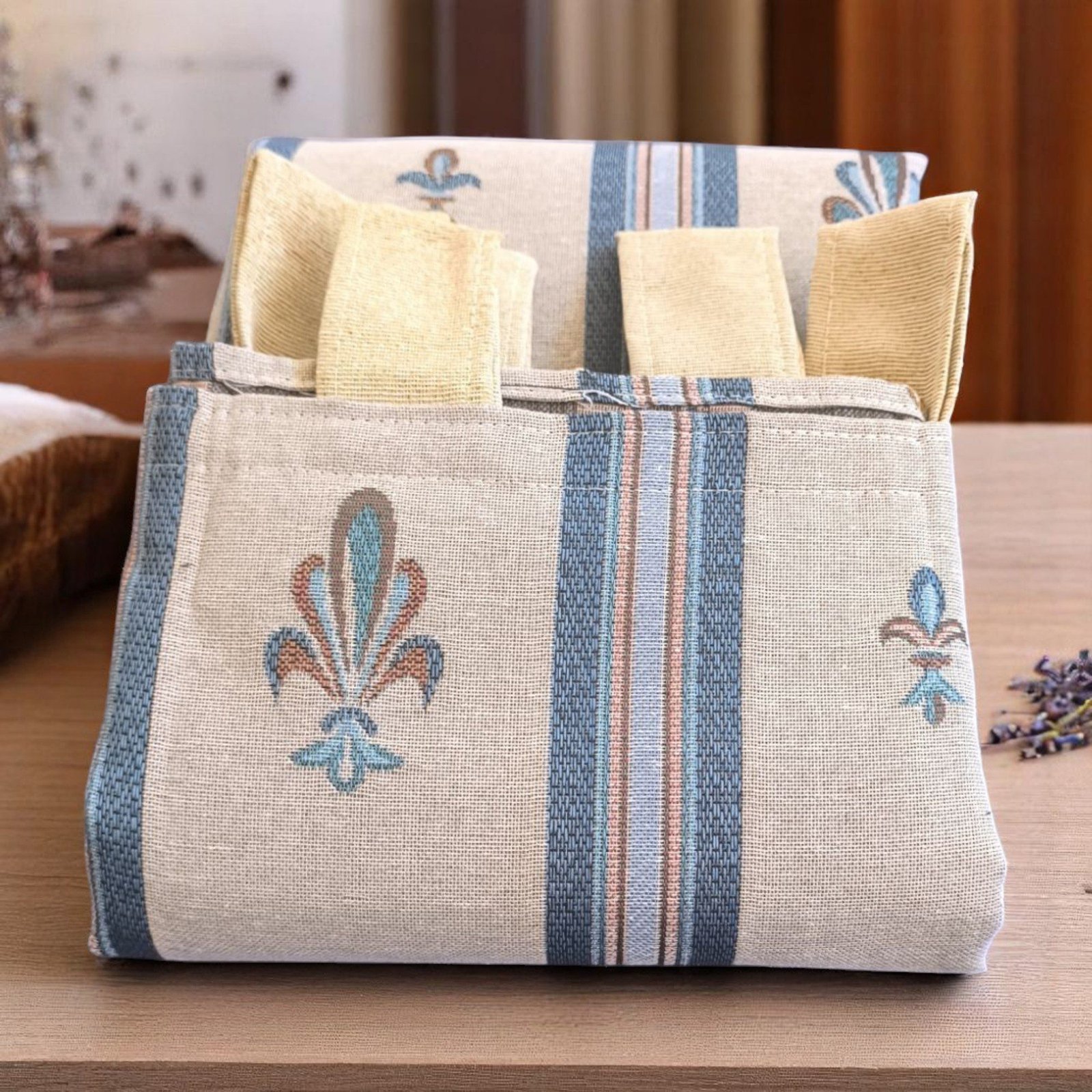 Cortina de calle Flor de Lys Azul 140×260 cm | Jacquard - Imagen 2