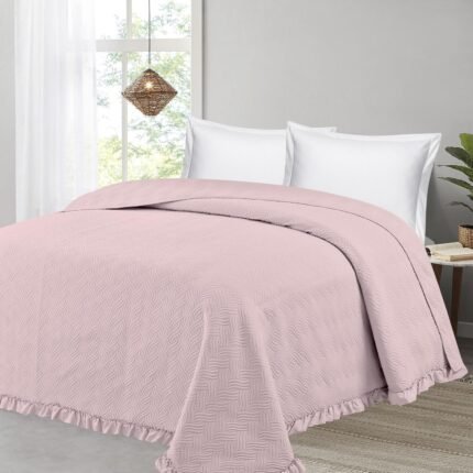 Colcha Bouti Lavada Lisa en Rosa de Microfibra  Suave, Ligera y Elegante para Verano.