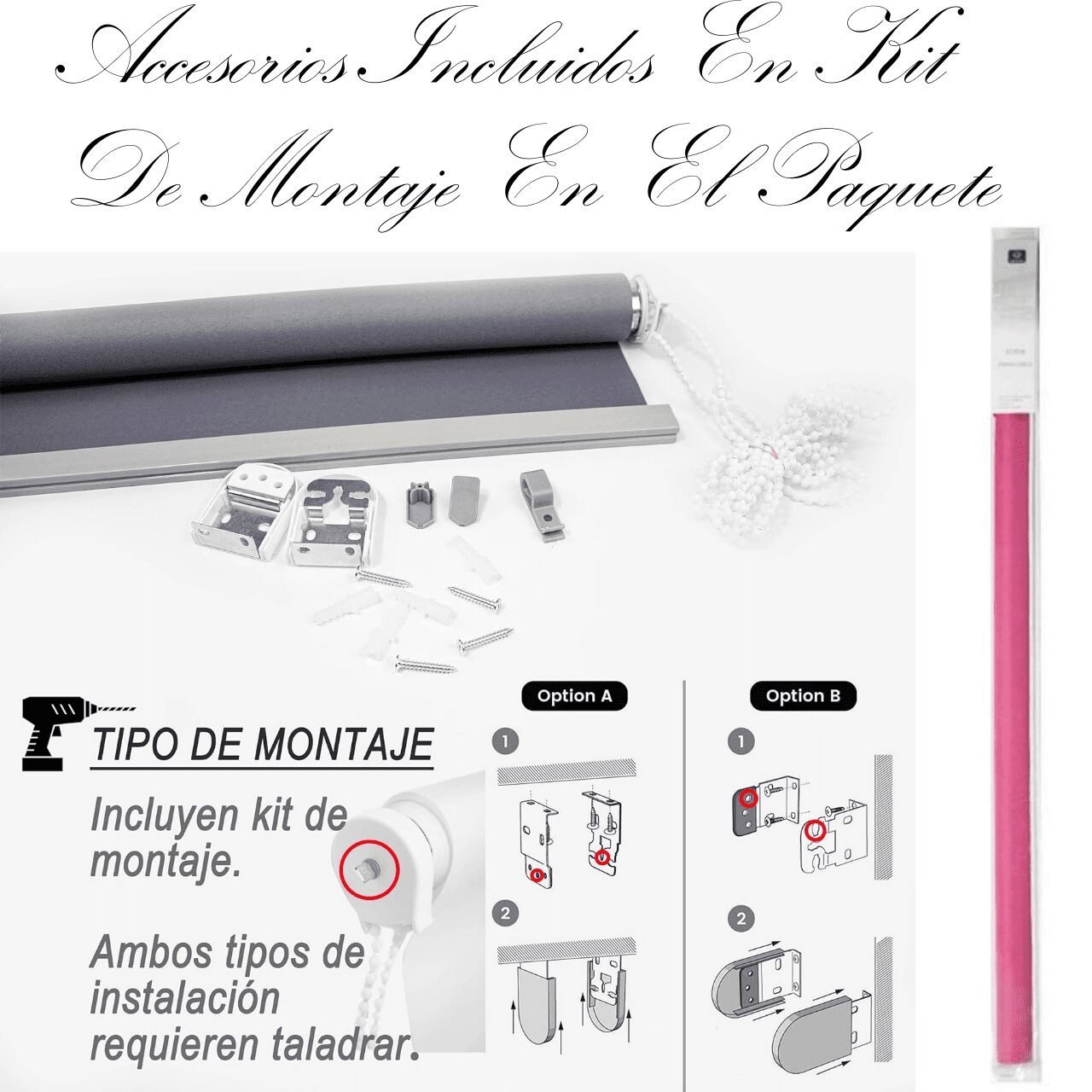 Estor Enrollable Semi Opaco en Fucsia para Todo Uso - Imagen 6