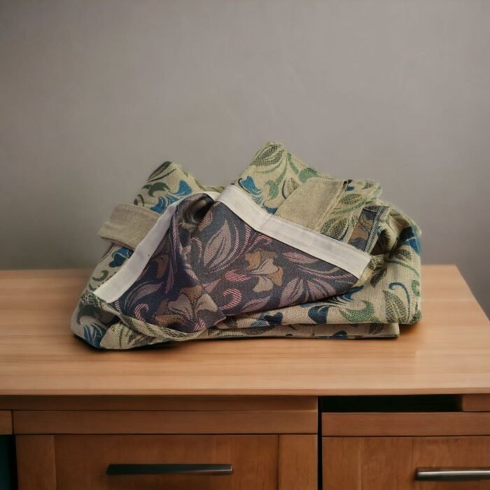 Cortina para Puerta de Calle con Trabillas – Estilo Alpujarreño 140x260 cm-Lirios Azul. - Imagen 4