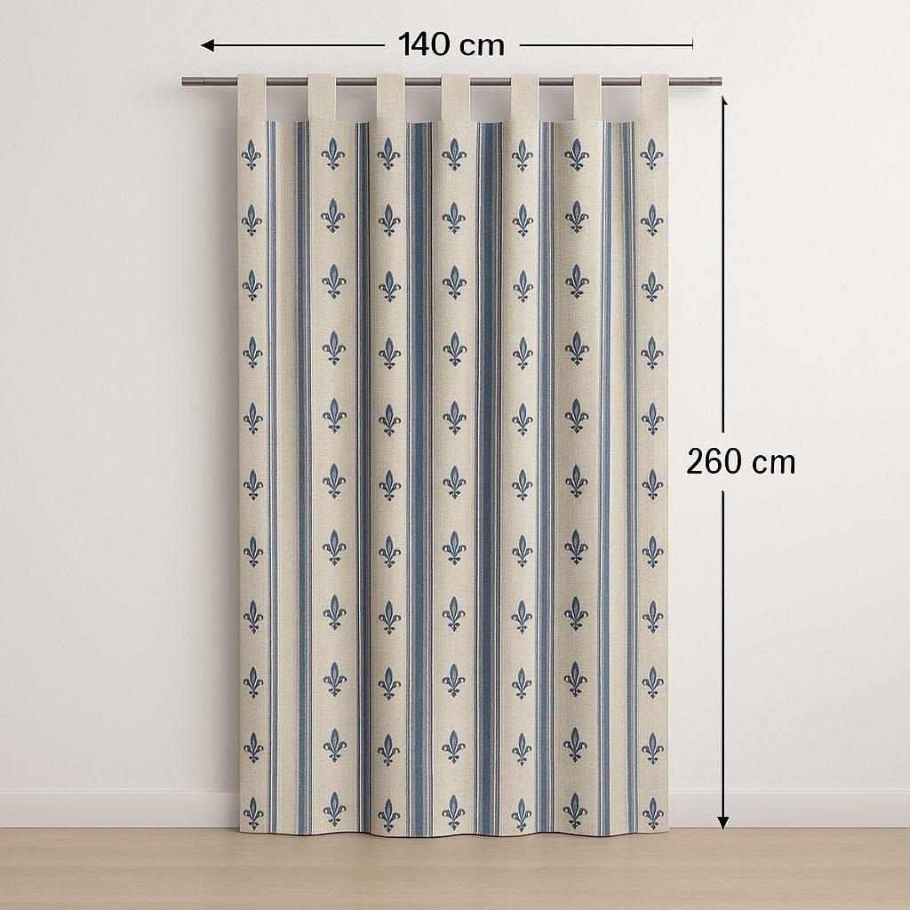 Cortina de calle Flor de Lys Azul 140×260 cm en Jacquard