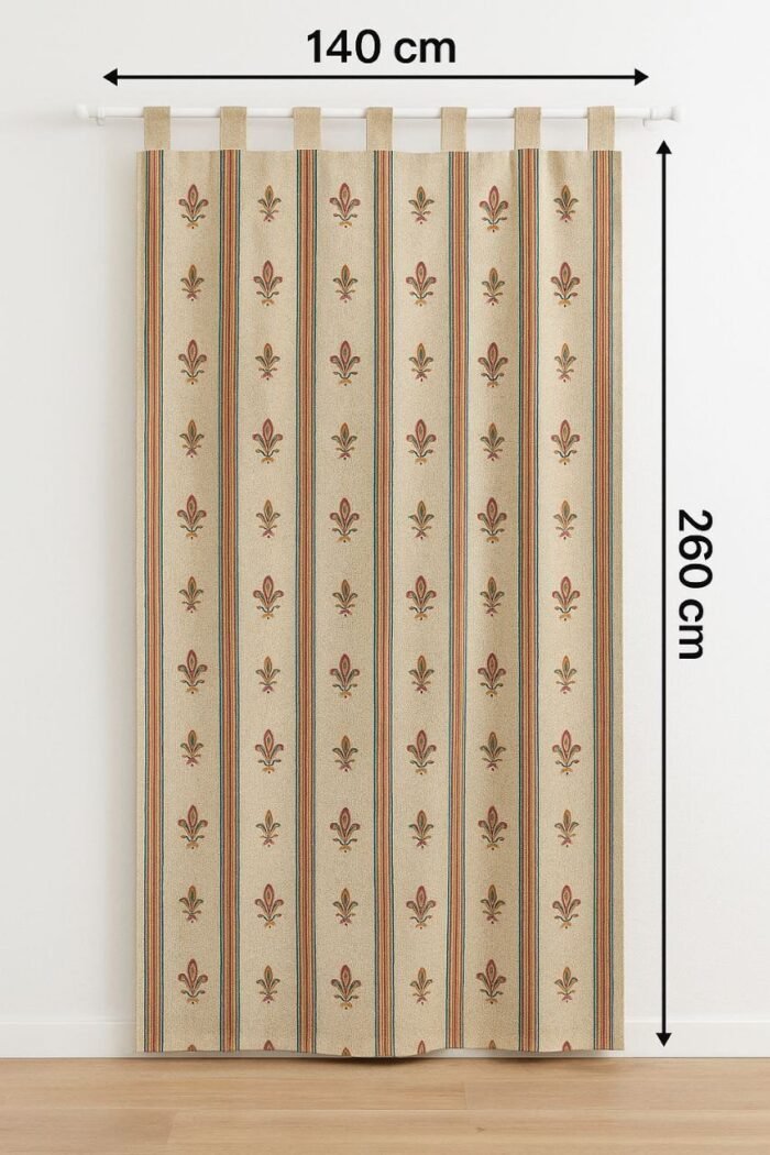 Cortina  Alpujarra Flor Greca Rojo 140x260cm Interior/Exterior España.