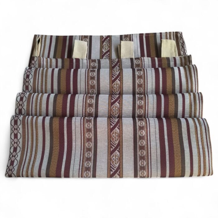 Cortina Exterior Jacquard Alpujarra Rayas Toledo Granate 140x260cm – Rústica con Trabillas. - Imagen 5