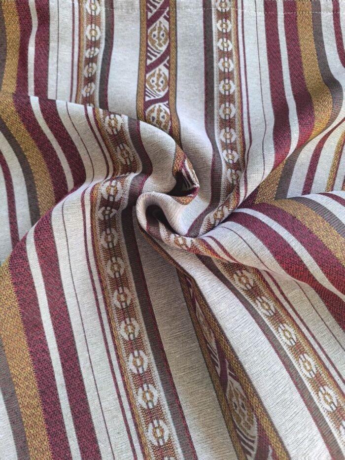 Cortina Exterior Jacquard Alpujarra Rayas Toledo Granate 140x260cm – Rústica con Trabillas. - Imagen 8