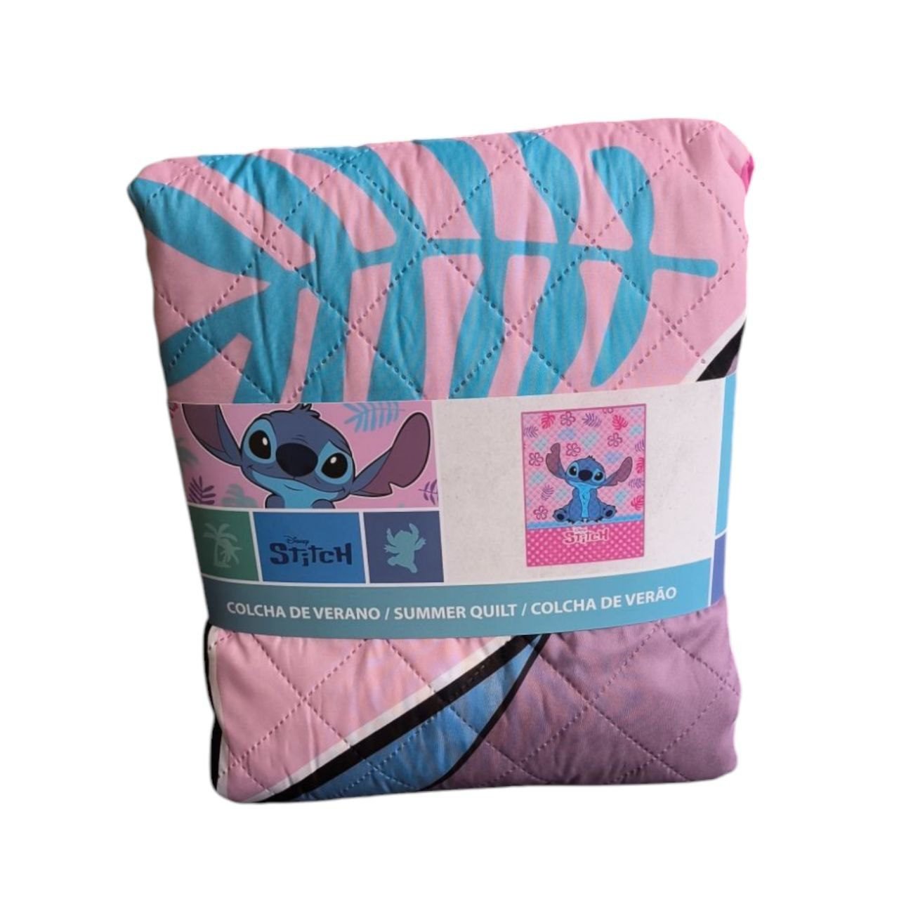 Colcha Acolchada Infantil Stitch Rosa | Ligera y Suave | Para Cama Individual - Imagen 3