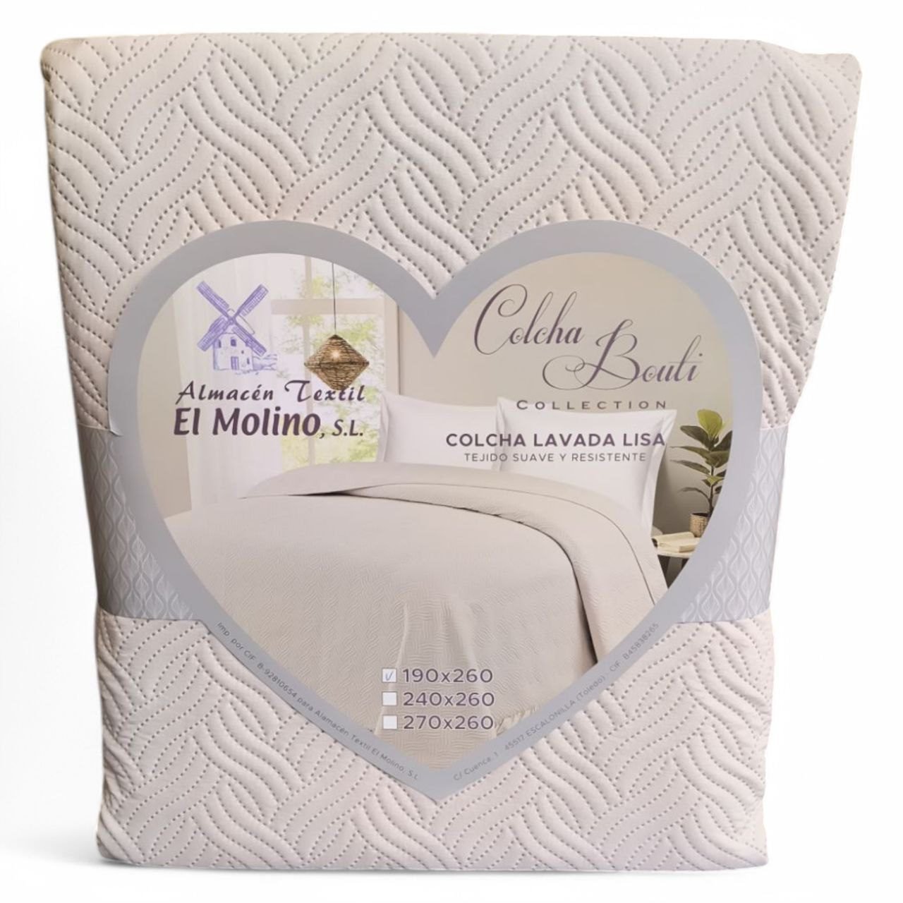 Colcha Bouti en beis Lavada Lisa de Microfibra Suave, Ligera y Elegante para Verano - Imagen 2