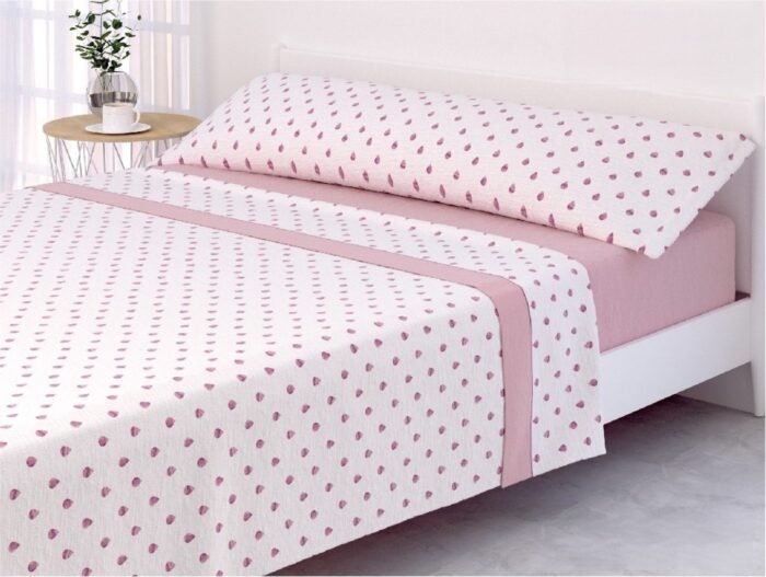 Sábanas Térmicas para Invierno 150x200 - Material Pirineo Suave y Cálido, Bajera Engomada 26 cm, Lagrimas color Rosa.