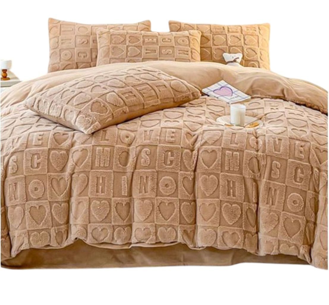 Edredón Sherpa Corazones Beis | Invierno 90/105 y 135/150 cm - Imagen 5
