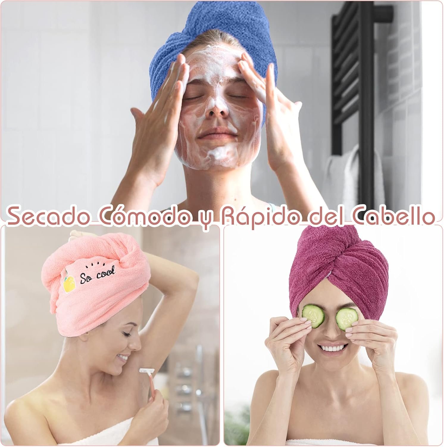 Set 2 toalla para el Cabello ( color sultido ) - Imagen 5