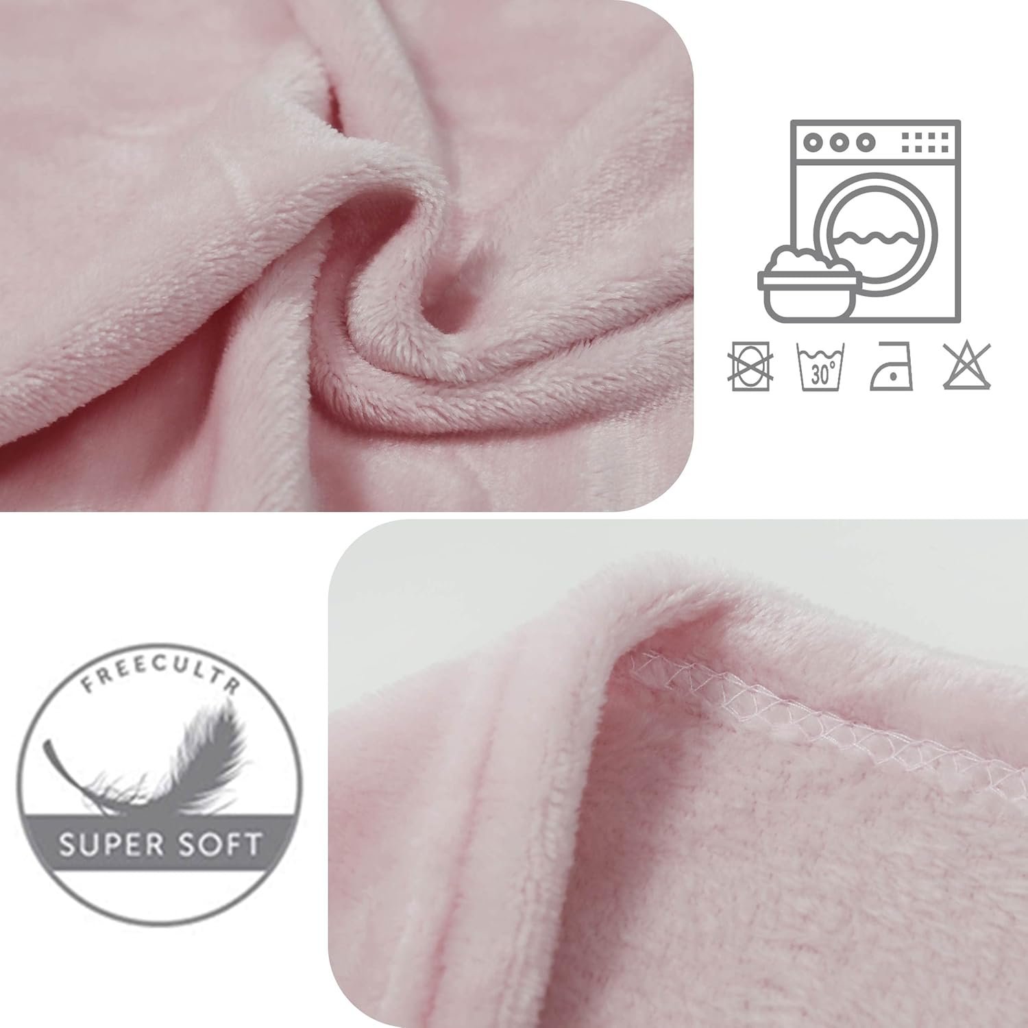 Manta Sofá, Cama y Viaje en Rosa claro , tienes 3 tamaños Ultra suave, micro seda, No suelta pelo. - Imagen 4