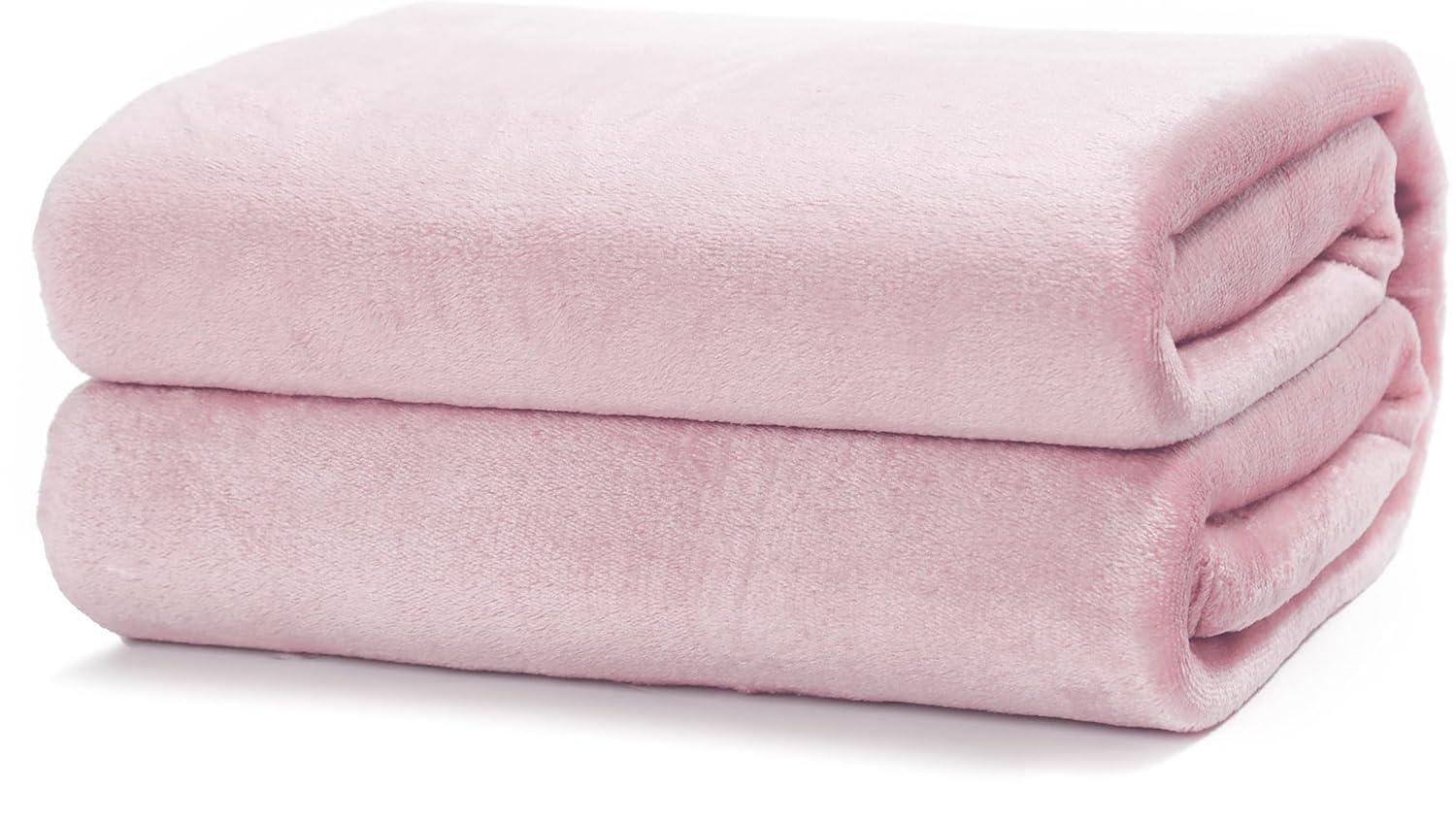 Manta Sofá, Cama y Viaje en Rosa claro , tienes 3 tamaños Ultra suave, micro seda, No suelta pelo. - Imagen 2