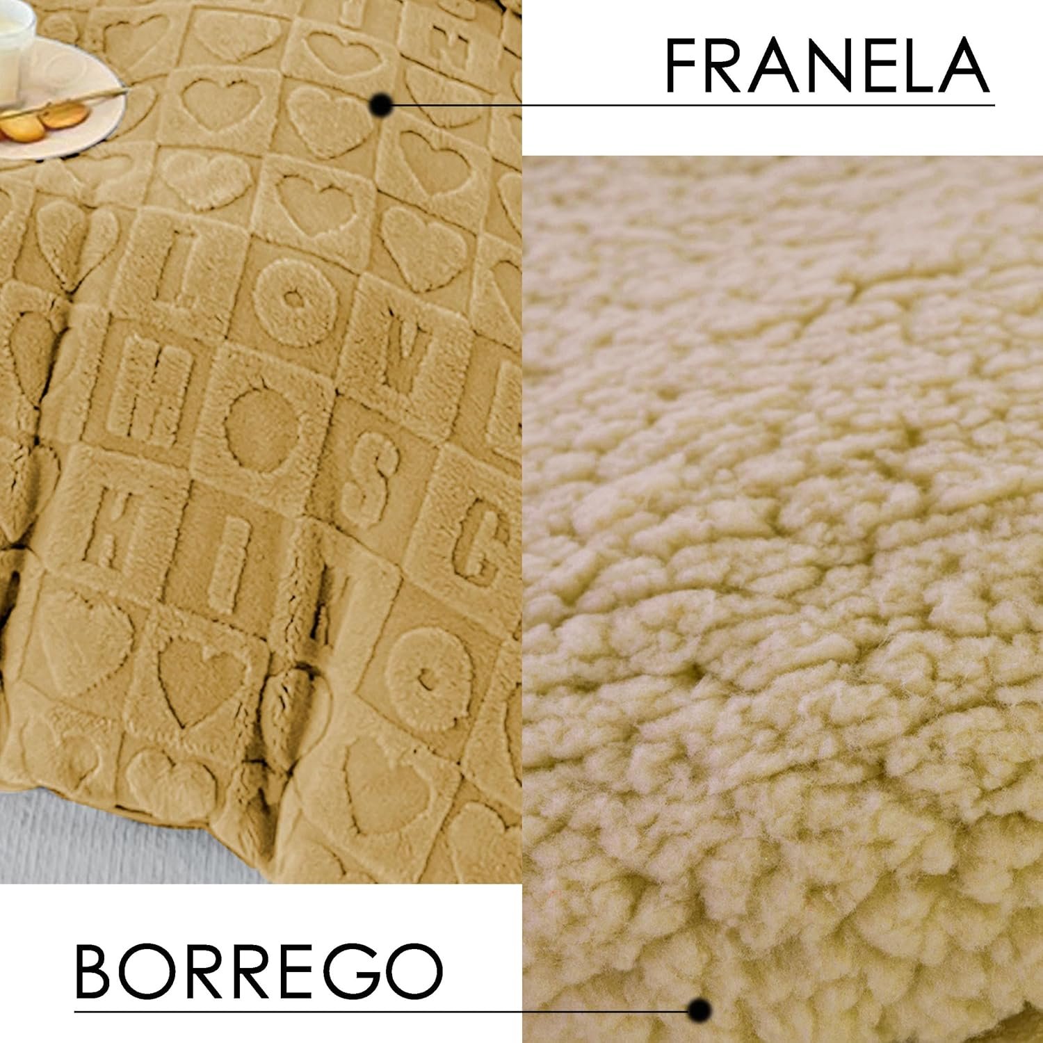 Edredón Sherpa Corazones Beis | Invierno 90/105 y 135/150 cm - Imagen 2