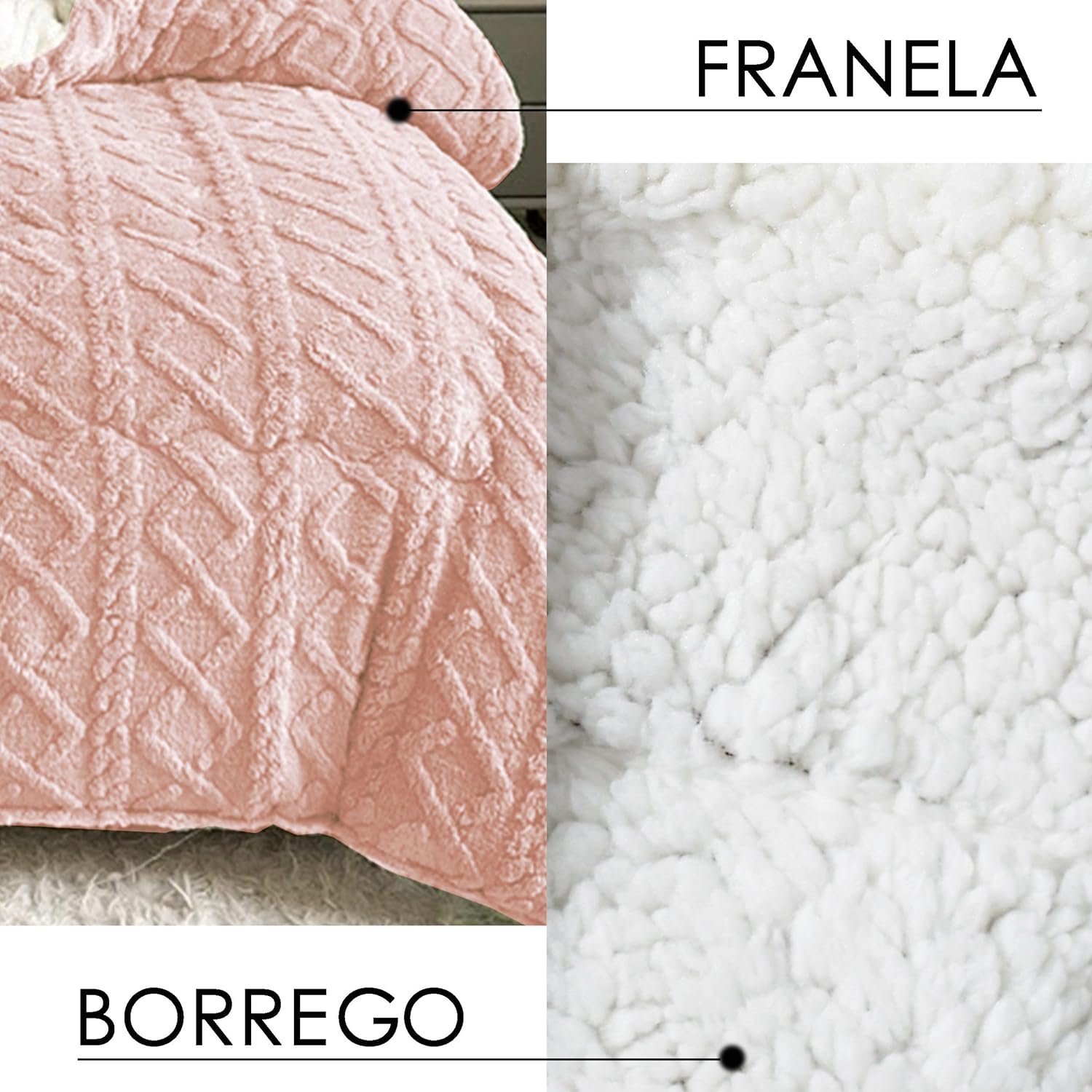 Edredón Sherpa Ochos Rosa Claro | Invierno 90/105 y 135/150 cm - Imagen 3