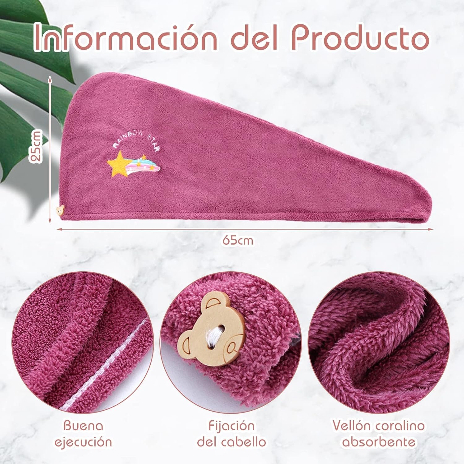 Set 2 toalla para el Cabello ( color sultido ) - Imagen 4