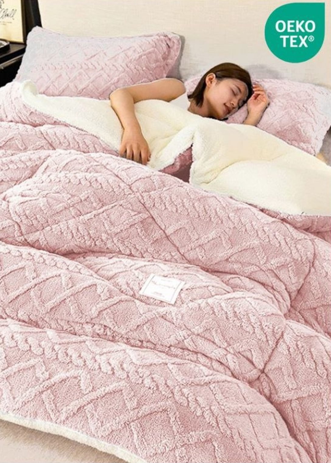 Edredón Sherpa Ochos Rosa Claro | Invierno 90/105 y 135/150 cm - Imagen 6