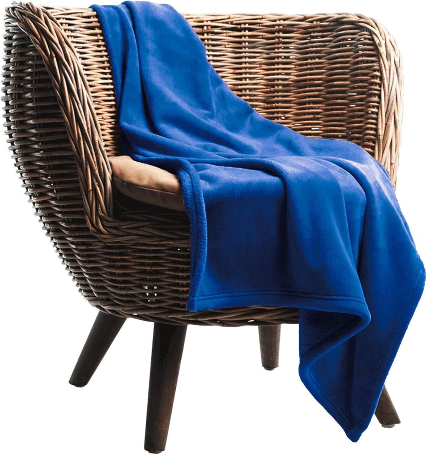Manta Sofá, Cama y Viaje en Azul Eléctrico , tienes 3 tamaños Ultra suave, micro seda, No suelta pelo. - Imagen 7