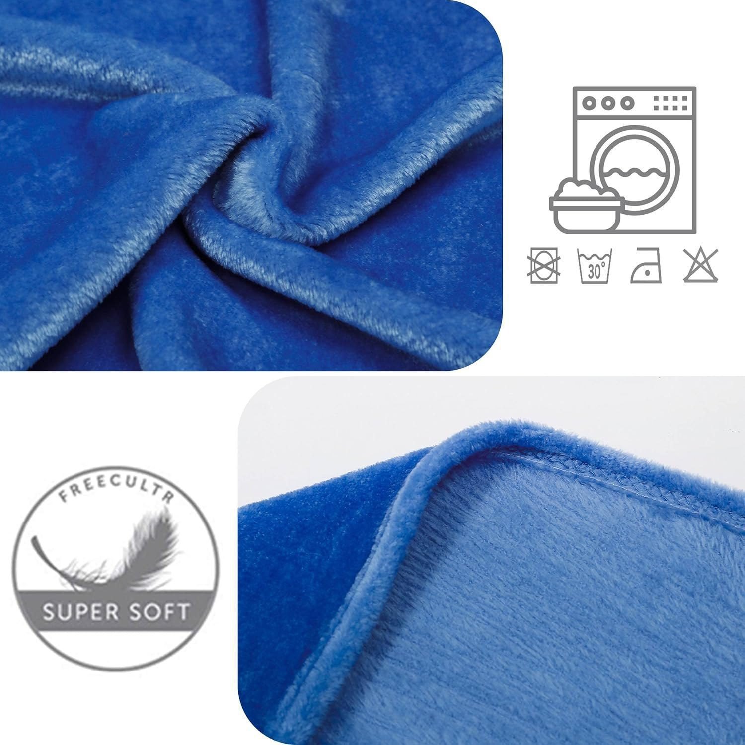 Manta Sofá, Cama y Viaje en Azul Eléctrico , tienes 3 tamaños Ultra suave, micro seda, No suelta pelo. - Imagen 8