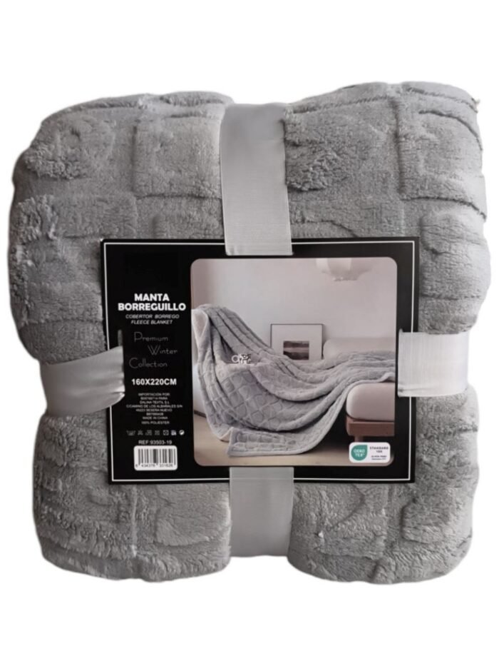 Manta de Sofá y Cama Corazones en Color Gris Claro – Sedalina Suave con Sherpa, Calidez Garantizada- Mercatienda.es - Imagen 2