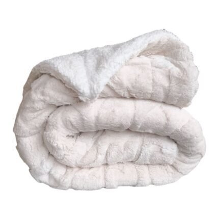 Manta de Sofá y Cama Corazones en Color Marfil – Sedalina Suave con Sherpa, Calidez Garantizada- Mercatienda.es