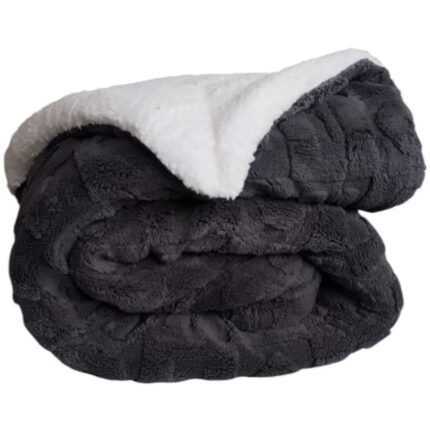 Manta de Sofá y Cama Corazones en Color Gris Oscuro – Sedalina Suave con Sherpa, Calidez Garantizada- Mercatienda.es