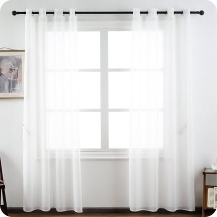 Cortinas translúcidas para salón o dormitorio de 140x260 cm con visillo liso y gasa fina