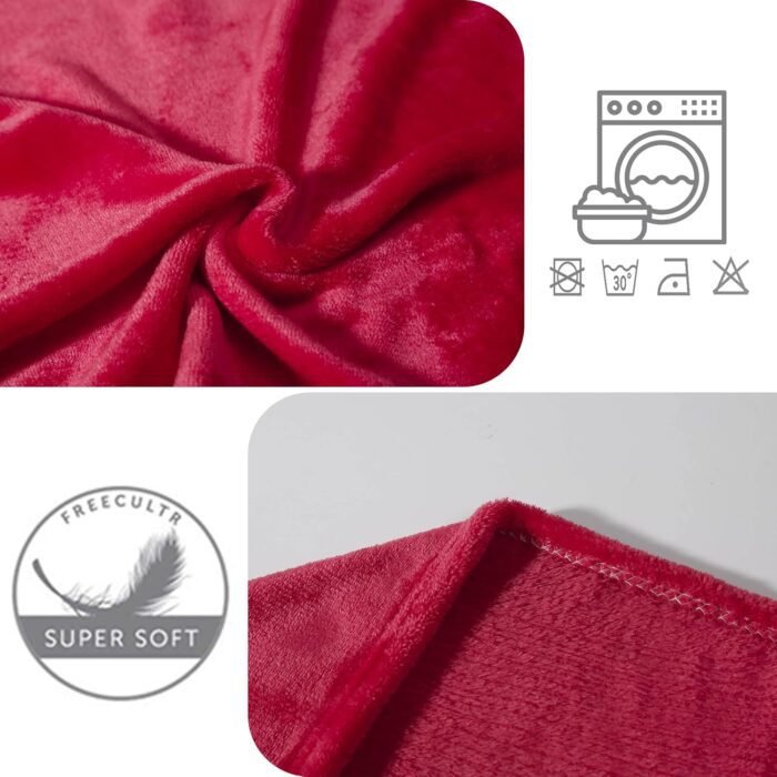 Manta Sofá, Cama y Viaje en Rojo , tienes 3 tamaños Ultra suave, micro seda, No suelta pelo. - Imagen 9